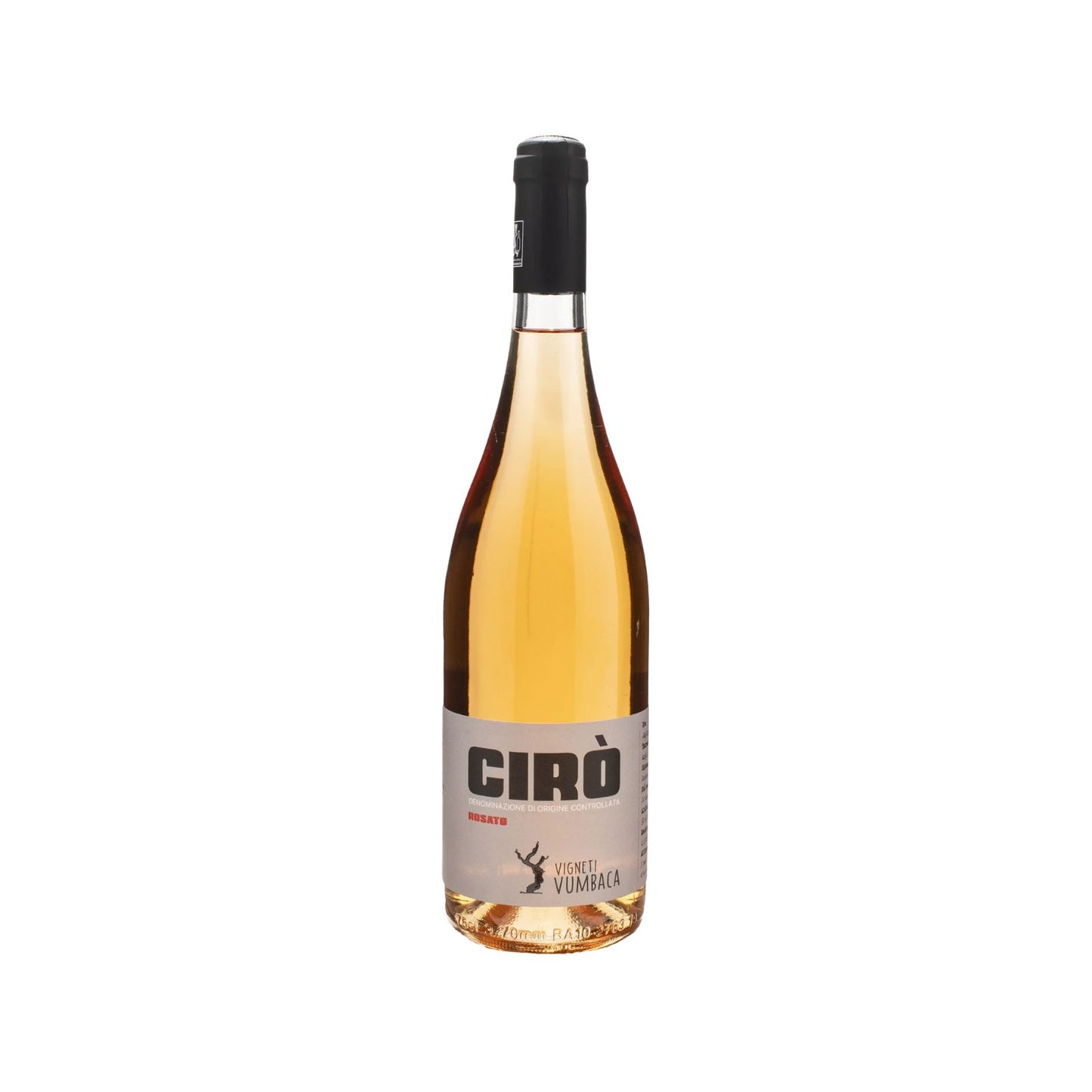 Bottiglia di Cirò Rosato dell'azienda Vigneti Vumbaca