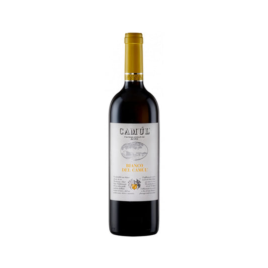 Bottiglia di Bianco del Camul da uve Pinot Grigio e Chardonnay invecchiate in barriques dell'azienda Camul Vini