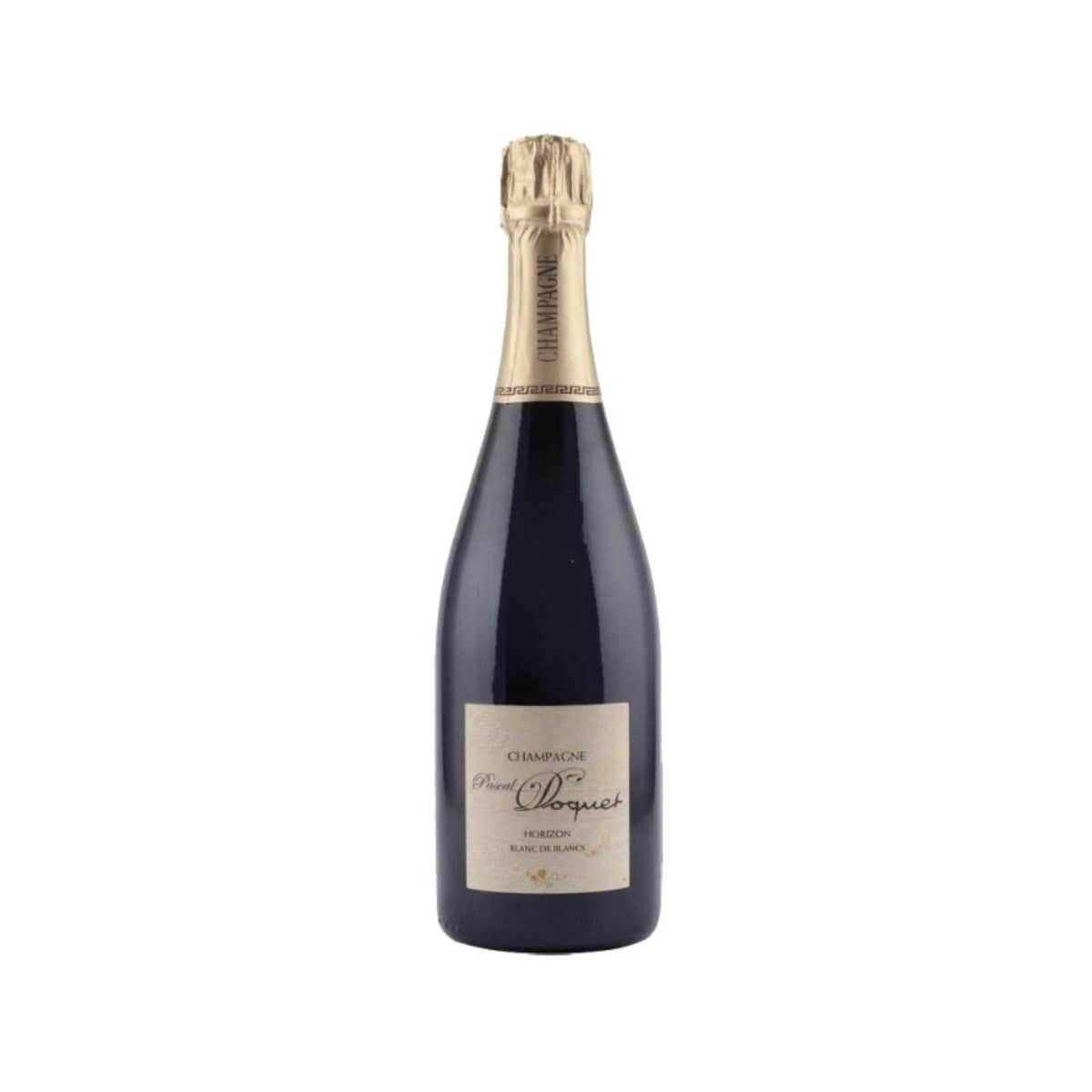 Bottiglia di Champagne Horizon Blan de Blancs Brut Nature di uve Chardonnay prodotto da Pasal Doquet